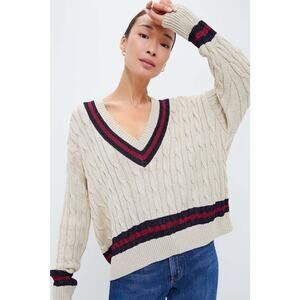 TUCKERNUCK Garnet and Navy Stripe Metallic Morrissey Sweater Size M NWT